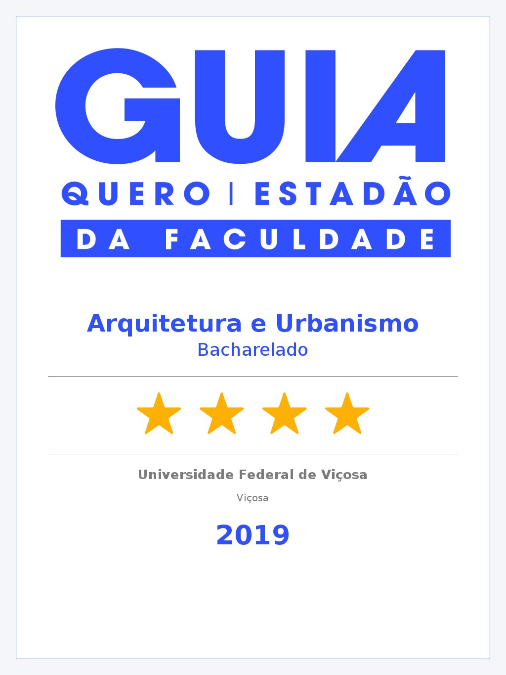 Arquitetura e Urbanismo UFV - Quatro Estrelas!!!